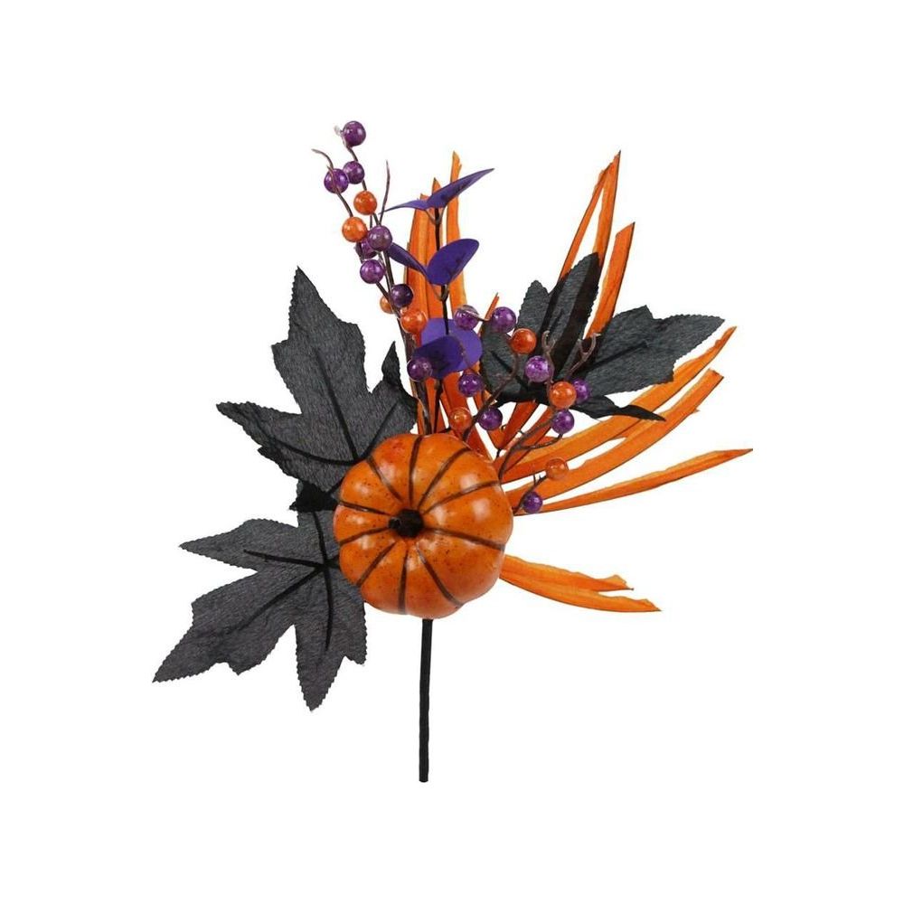 15&#x22; Pumpkin, Berries, Leaves and Grass Pick: Purple