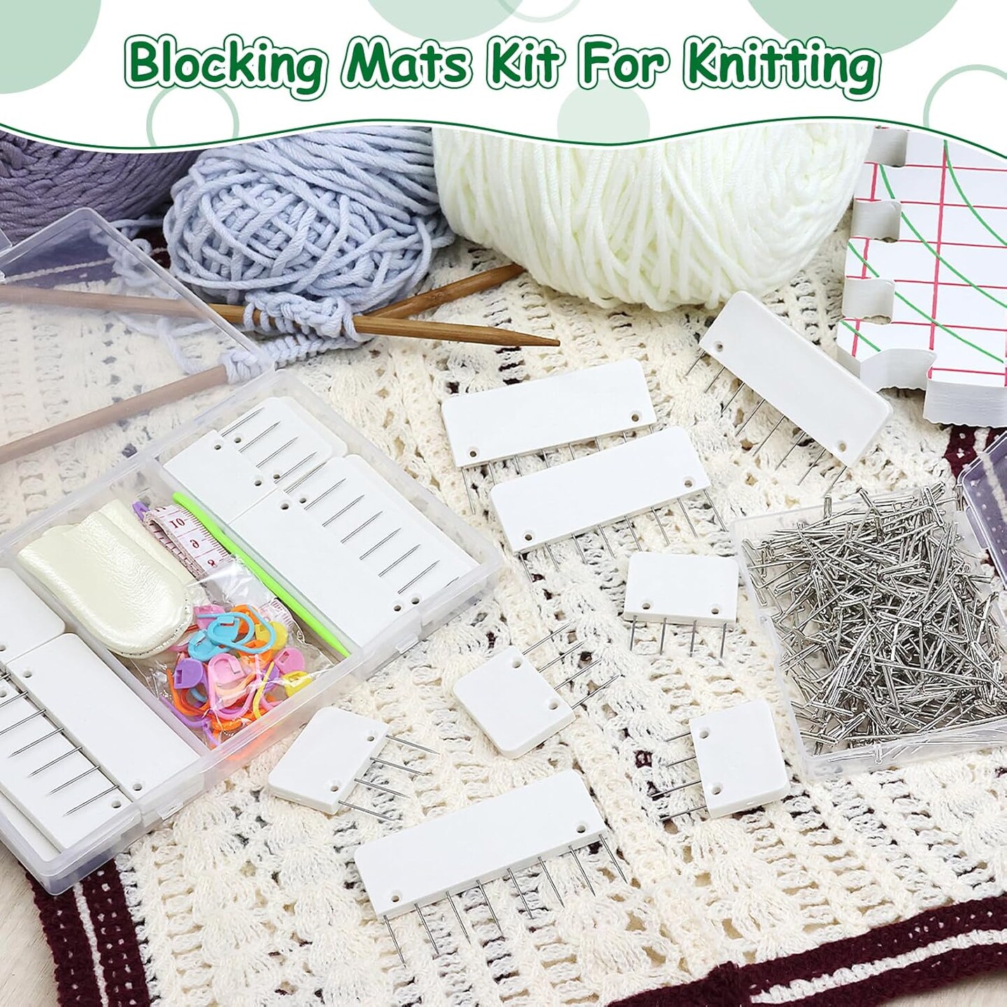 Extra Thick Blocking Boards with Grids for Knitting