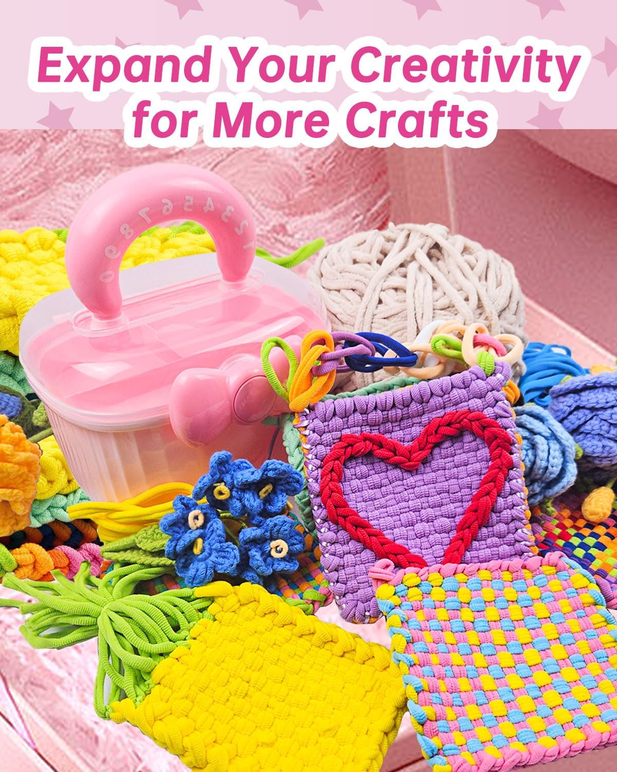 Weaving Loom Kit, Potholder Loom Craft Kit with 500 Pcs/10 Colors