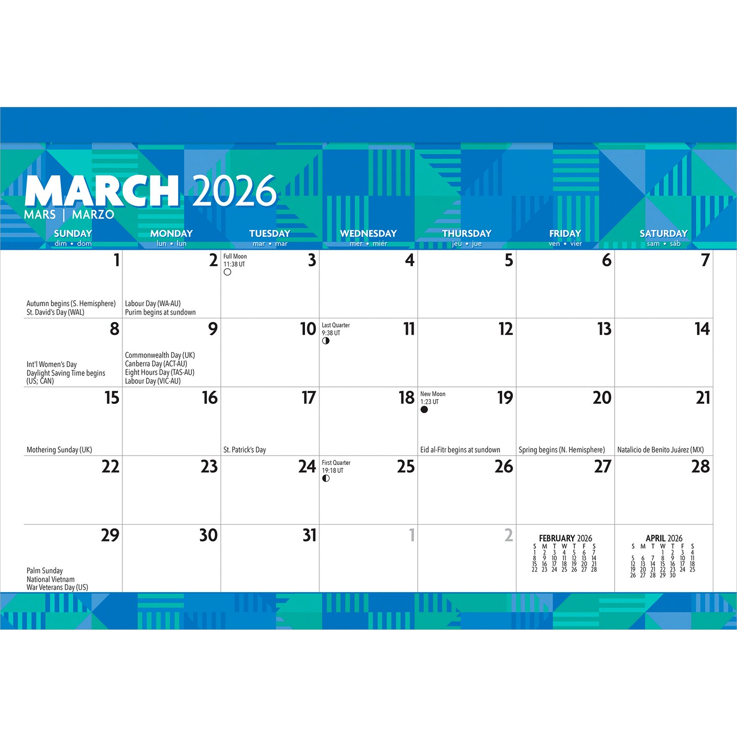 Large Print | 2026 15.5 x 11 Inch Monthly Desk Pad Calendar