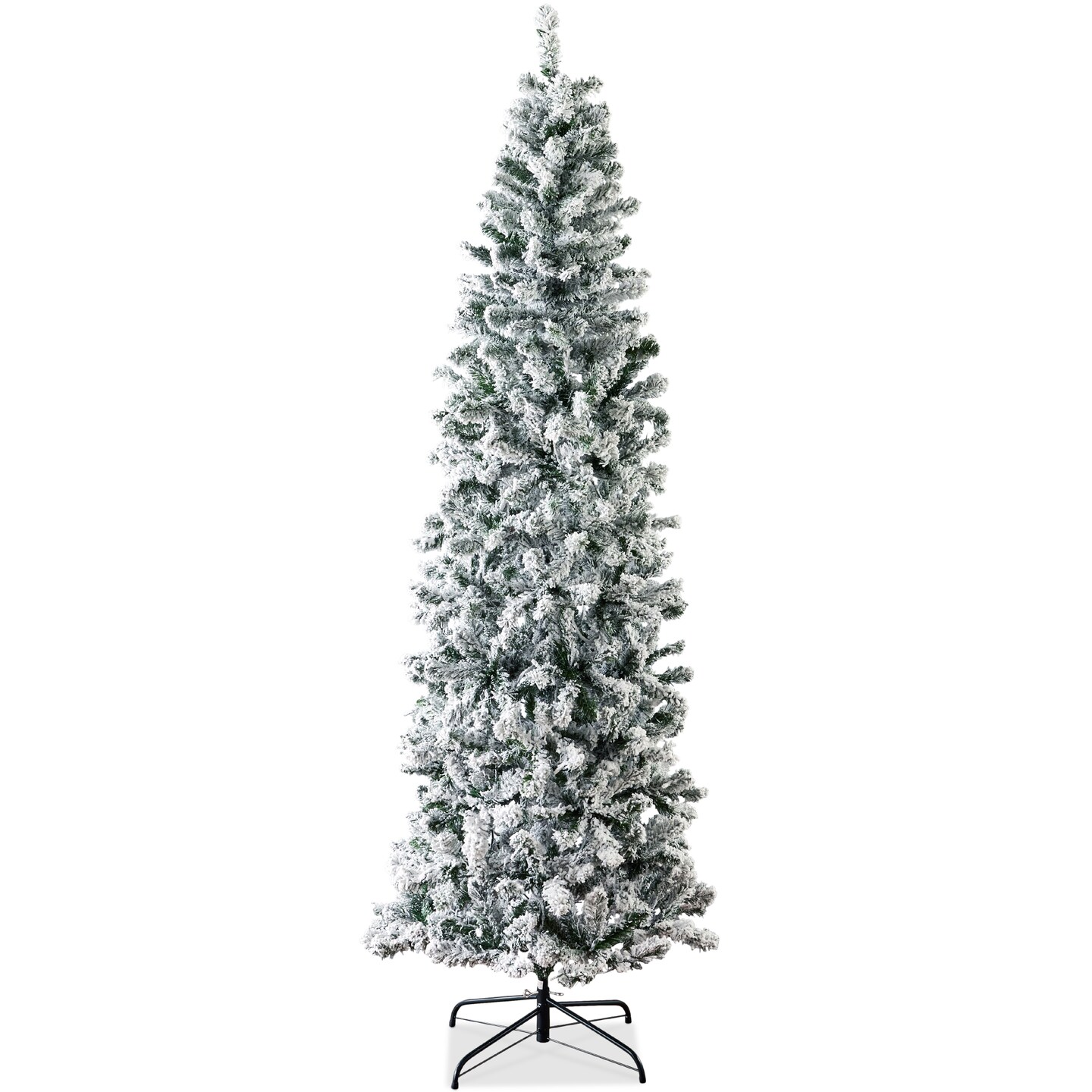Best Choice Products Snow Flocked Artificial Pencil Christmas Tree Holiday Decoration w/ Metal Stand