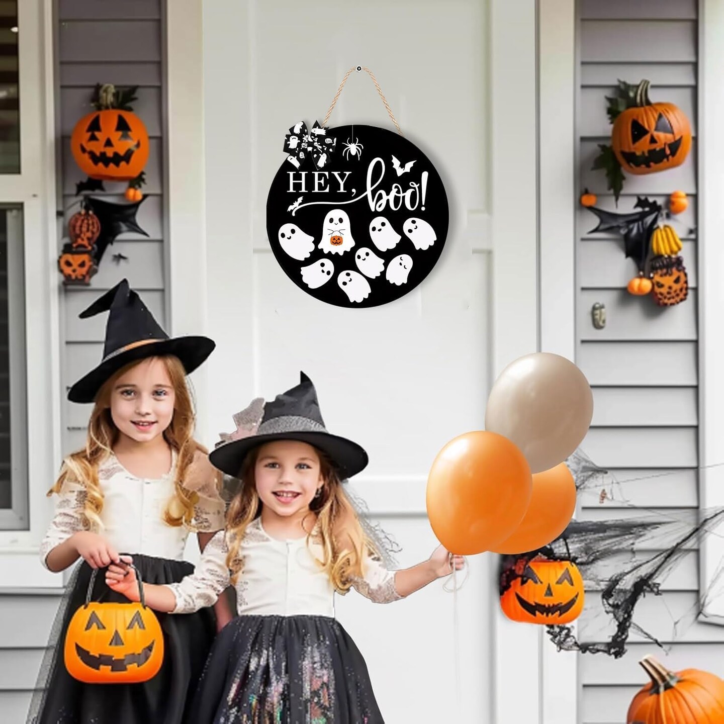 Halloween Door Sign Decorations Ghost Wreath