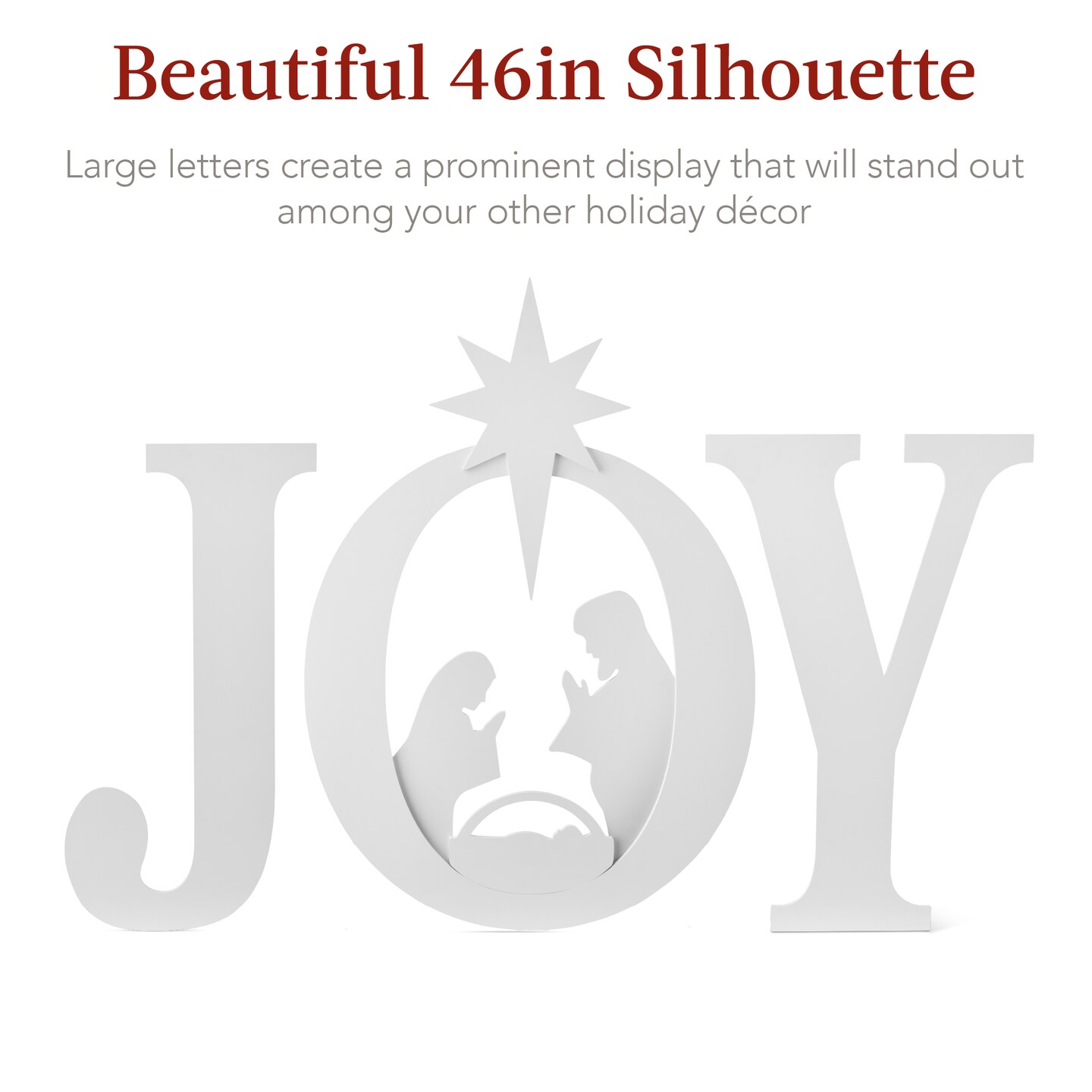 Best Choice Products 46in Outdoor JOY Christmas Nativity Decoration w/ Weather Resistant PVC, Ground Stakes