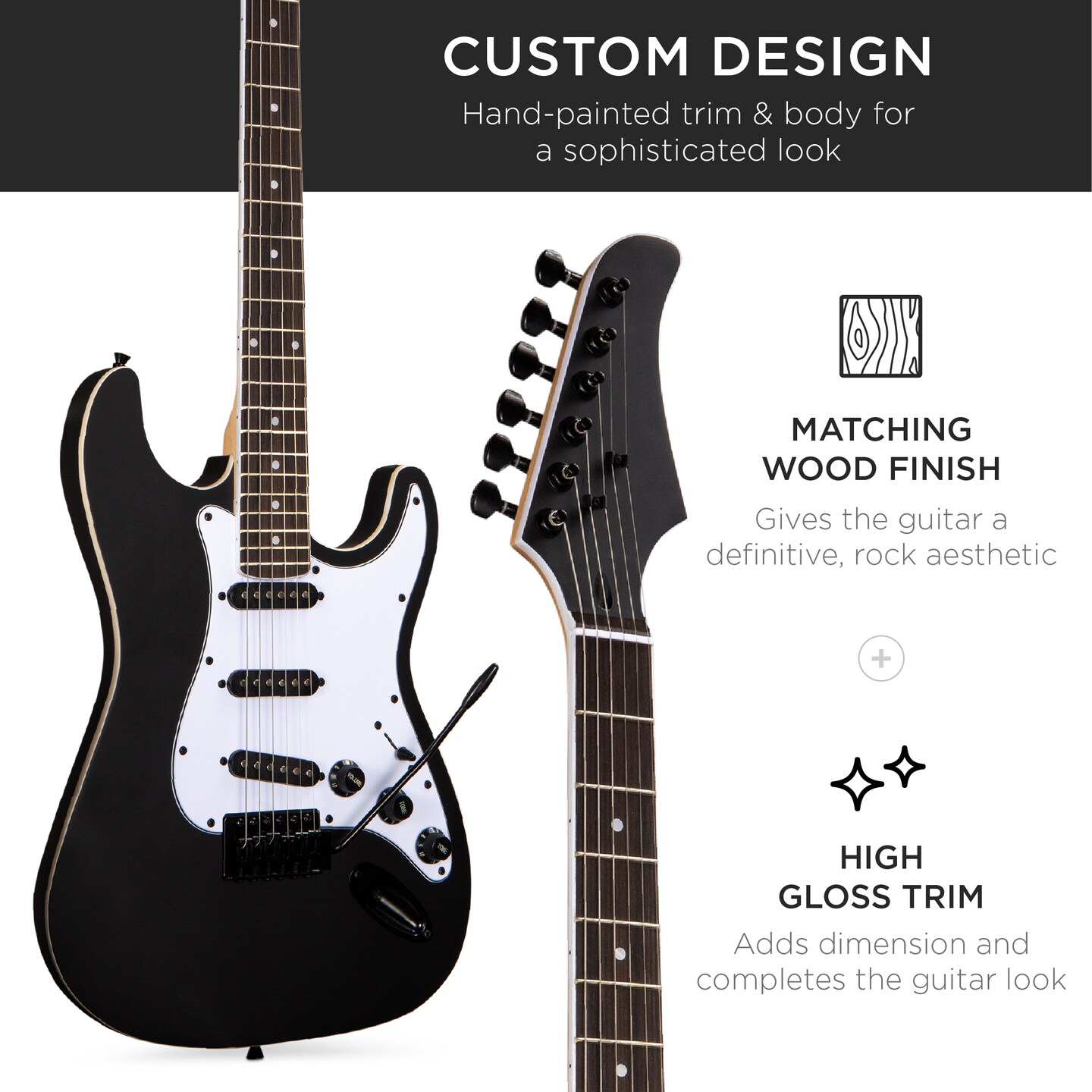 Best Choice Products 39in Full Size Beginner Electric Guitar Kit with Case, Strap, Amp, Whammy Bar