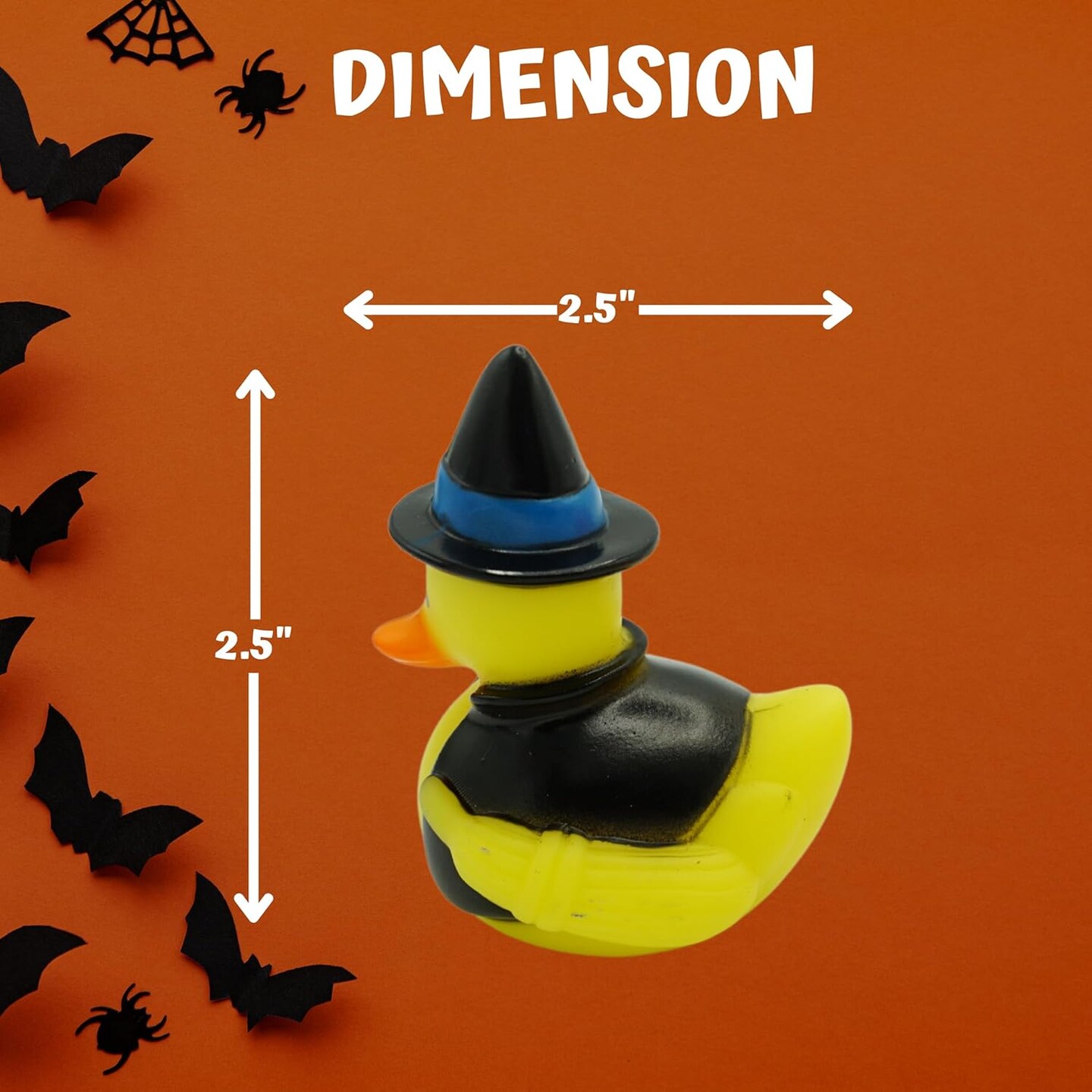 4E's Novelty Halloween Rubber Ducks Bulk 24 Pack – 6 Designs Pumpkin, Cat, Zombie, Witch, Skeleton & Ghost – 2.5" Halloween Party Favors, Goodie Bag Fillers, Jeep Ducking, Trick or Treat Toys