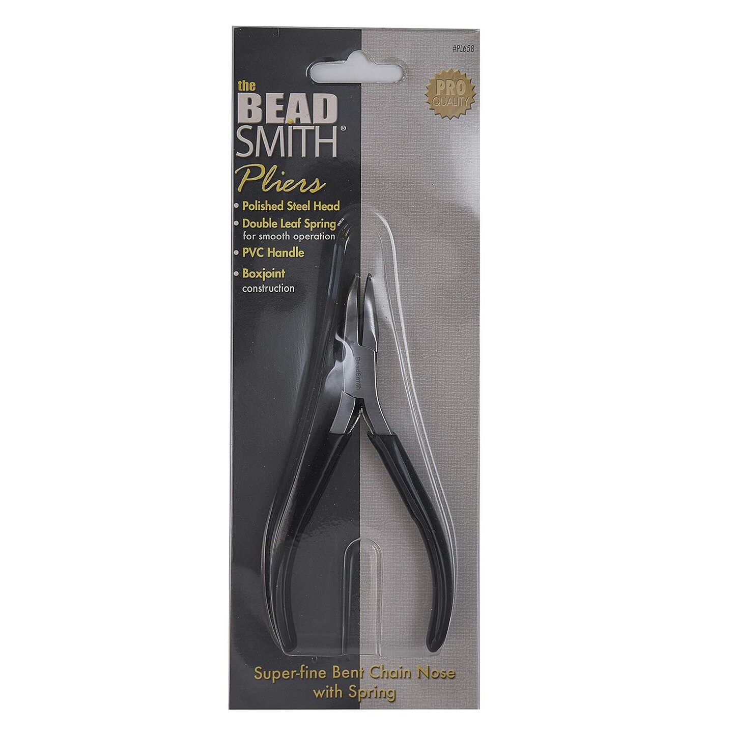 The Beadsmith Bent Chain Nose Pliers &#x2013; Extra Fine Tips &#x2013; 4.5 inches (114mm) &#x2013; PVC Grip Handle with Double Leaf Springs &#x2013; Jewelry Making Tool for Creating Bracelets, Earrings and Necklaces