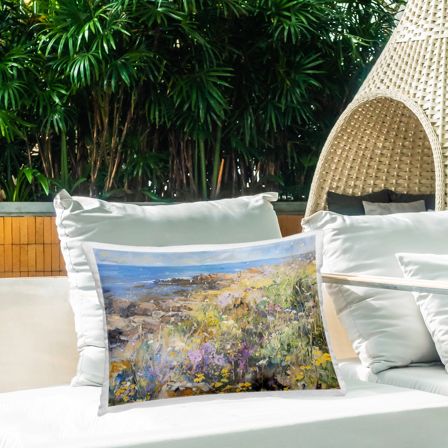 Stupell Industries Sea of Wildflowers Coast Outdoor Pillow, 14 x 7 x 20