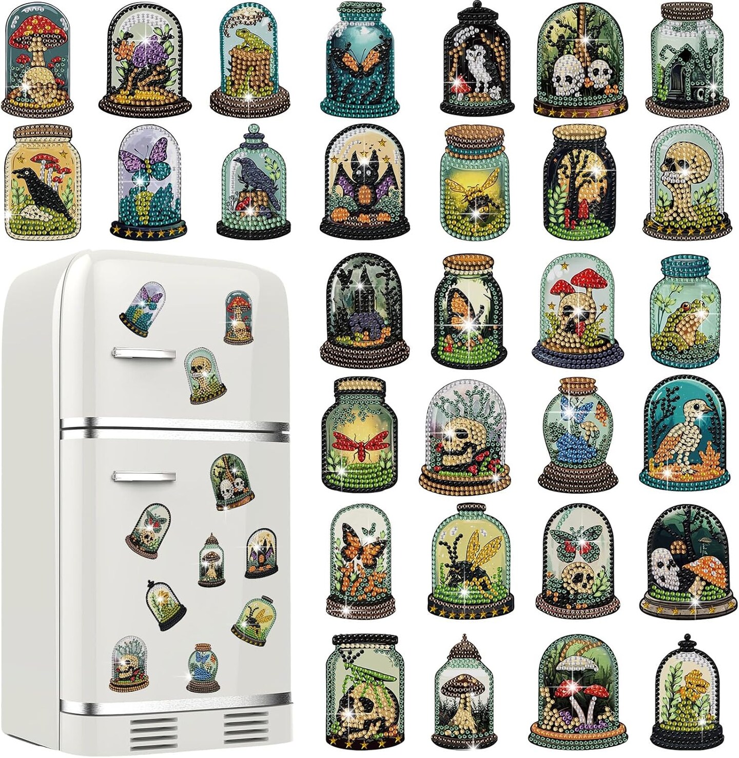 30 Pcs Halloween Diamond Painting Magnets Kits Gothic