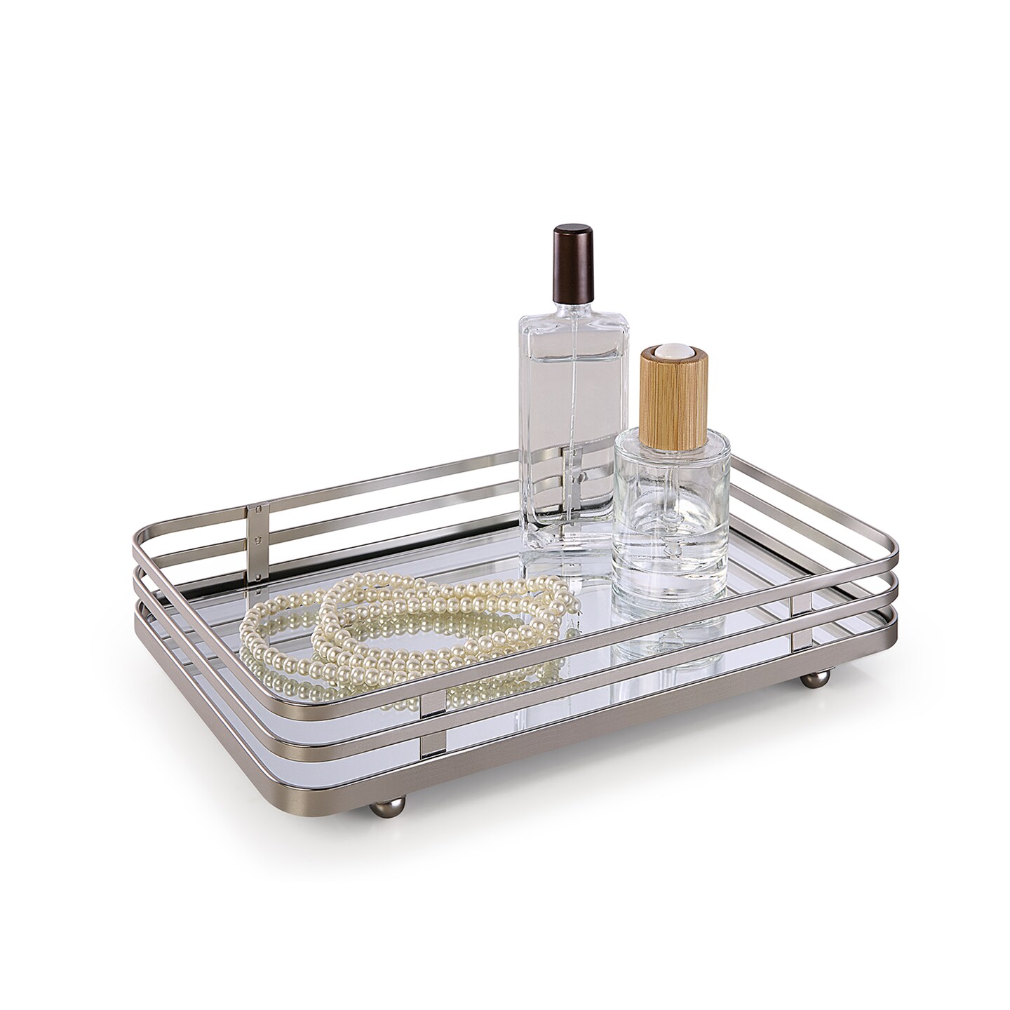 Classic Decorative Vanity Perfume Dresser Jewelry Organizer Makeup Mirror Tray