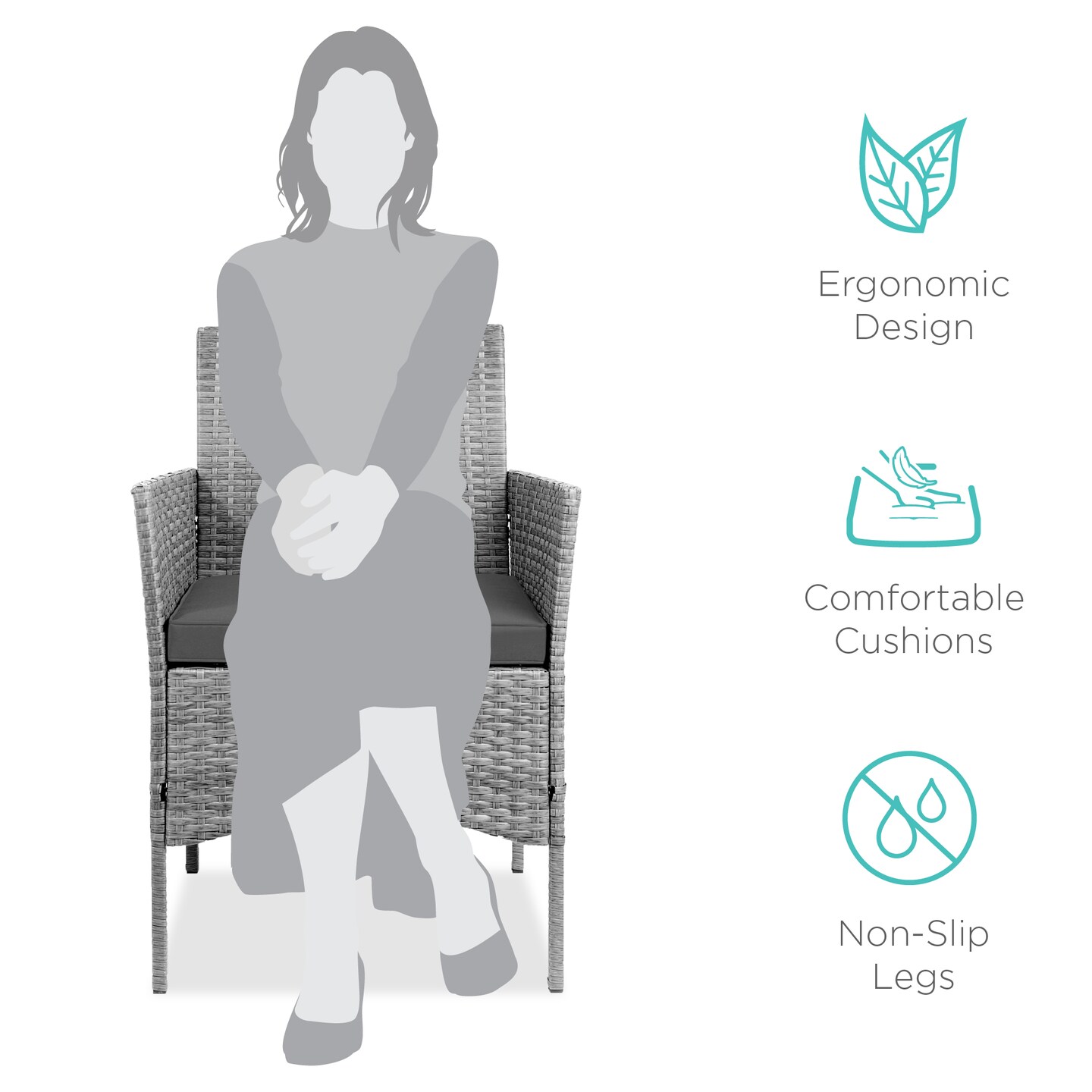 Best Choice Products 3-Piece Outdoor Wicker Conversation Patio Bistro Set, w/ 2 Chairs, Table