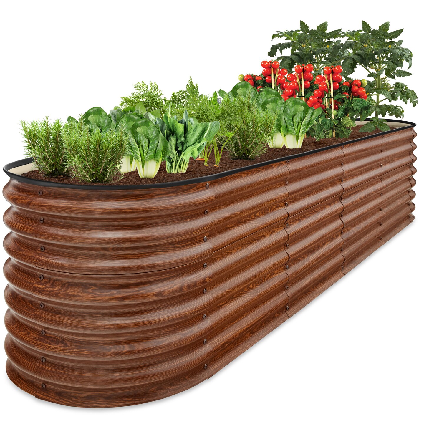 Best Choice Products 8x2x2ft Metal Raised Garden Bed, Oval Outdoor Planter Box w/ 4 Support Bars