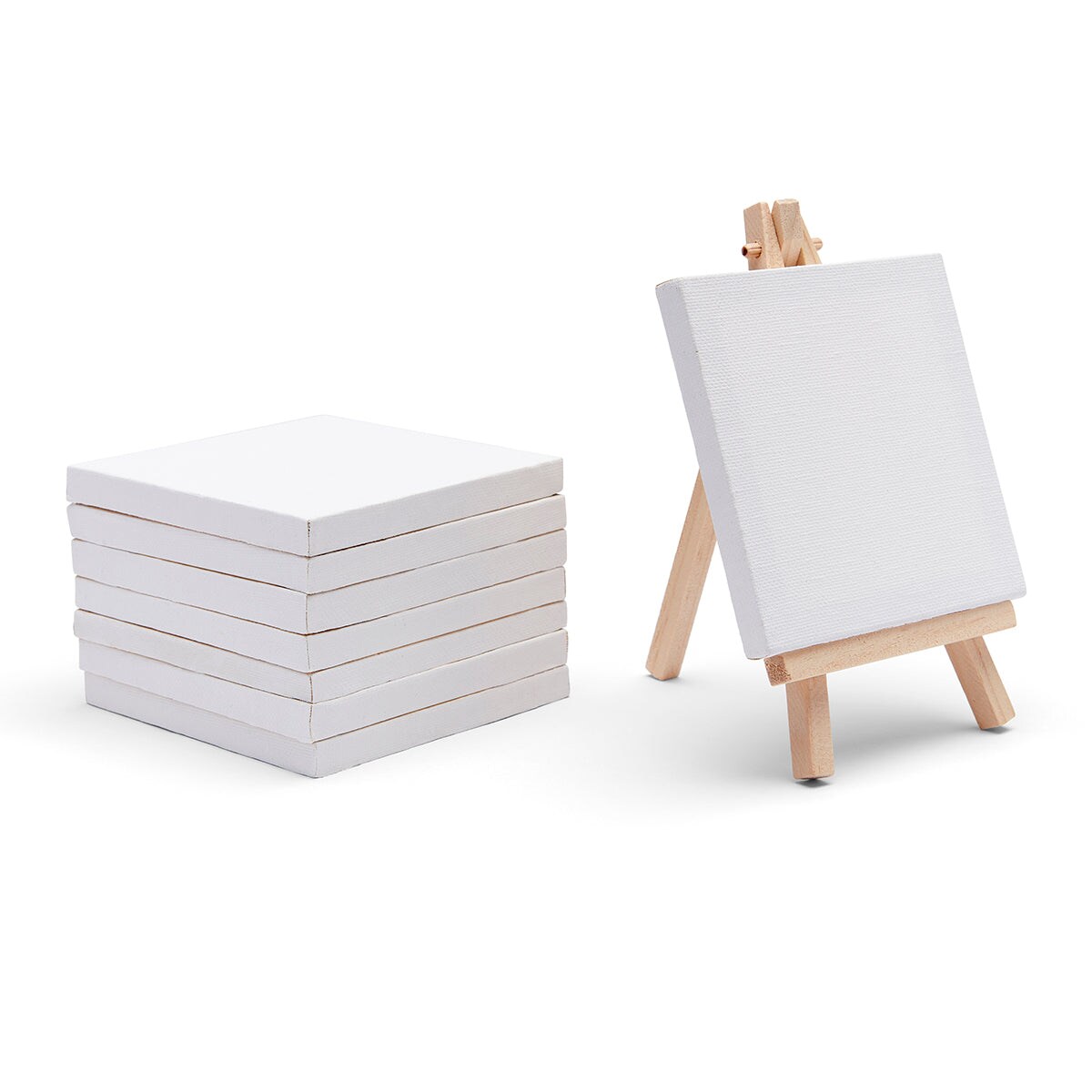 KINGART&#xAE; Easel &#x26; Canvas Set 4&#x201D; x 4&#x201D;, 8 pc