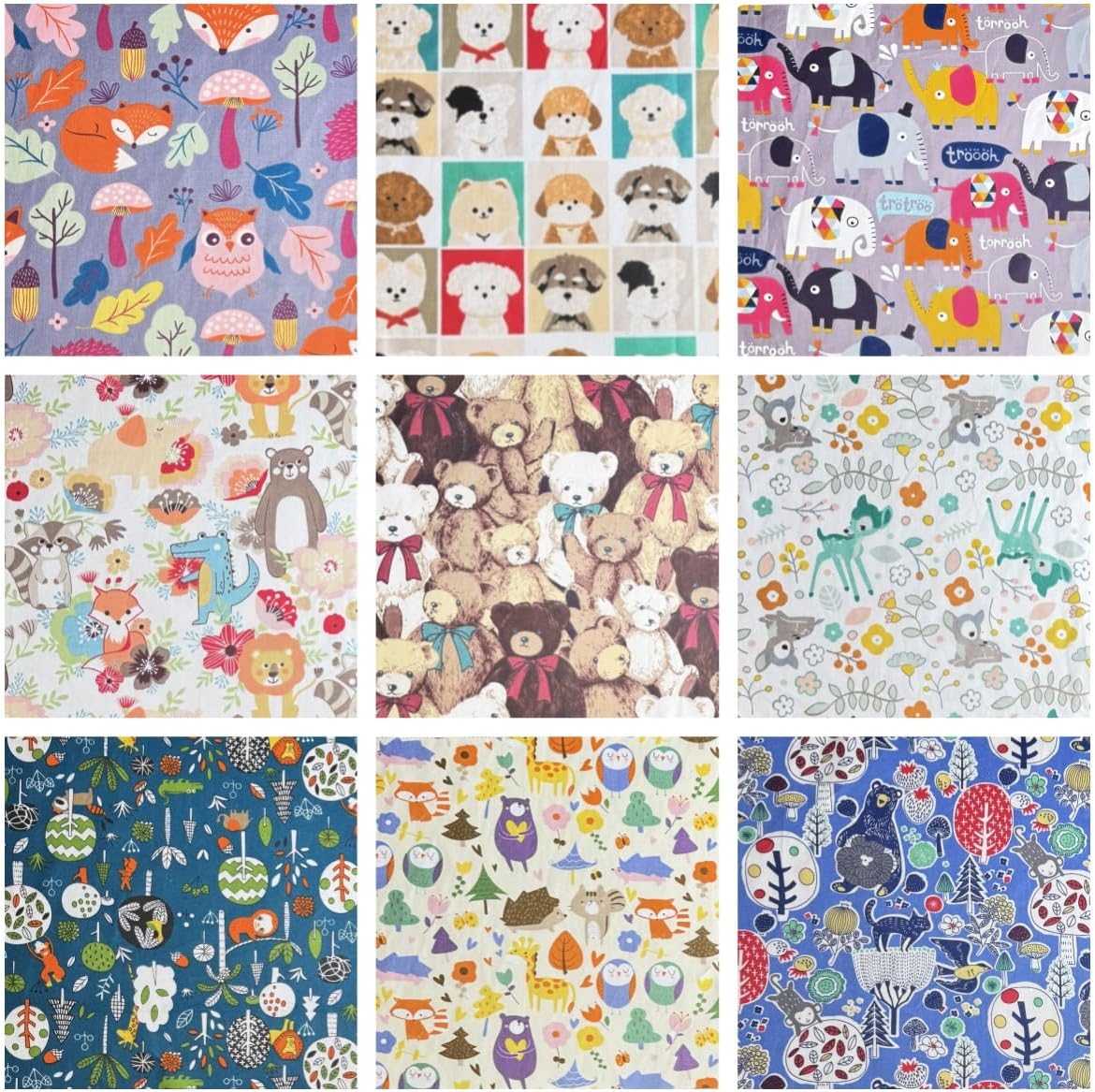 54Pcs Layer Cakes 10 inch Pre-Cut Fabric Squares for Quilting(Animal Theme)