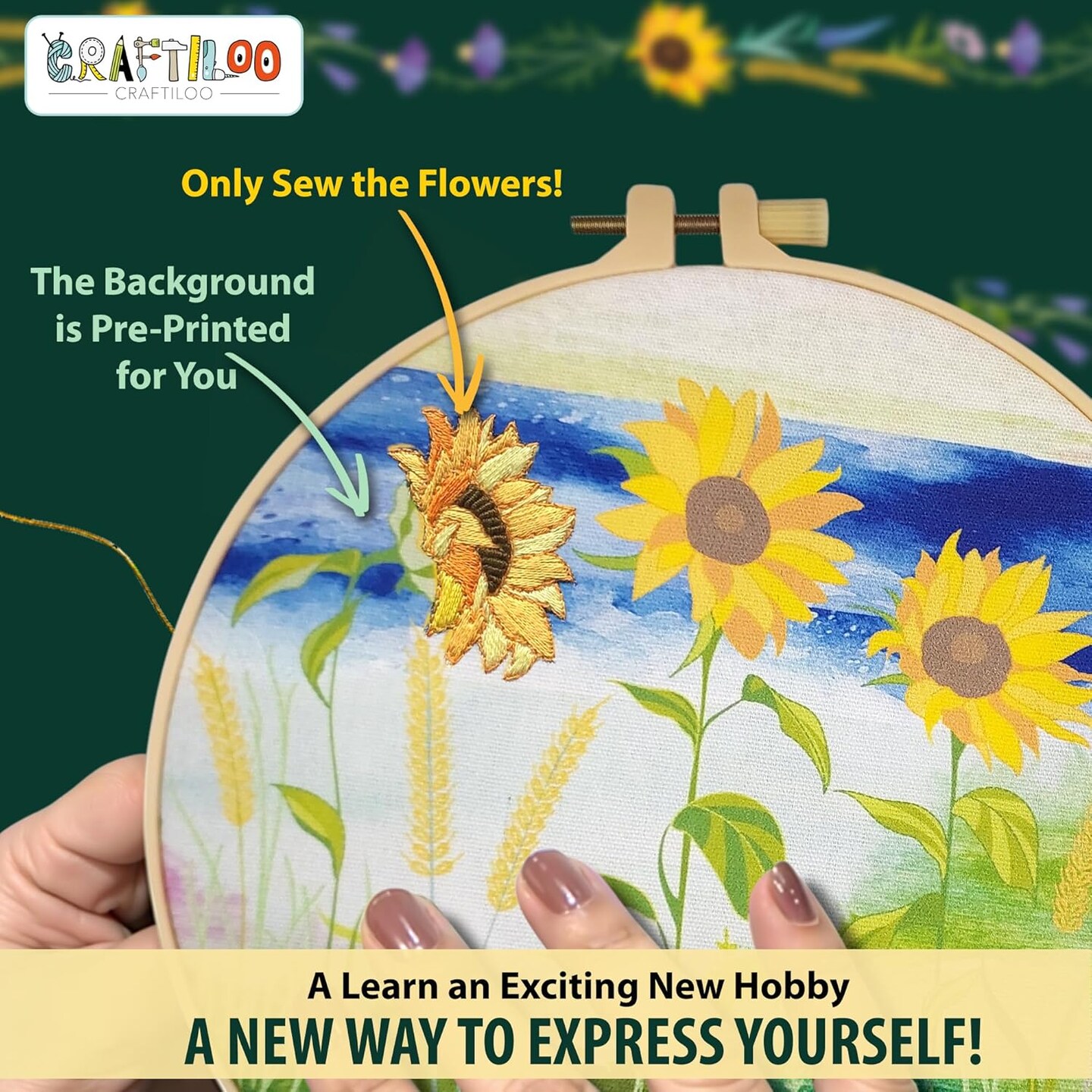 4 Pack Embroidery Kit for Beginners Stamped Cross Stitch Kits for Beginners