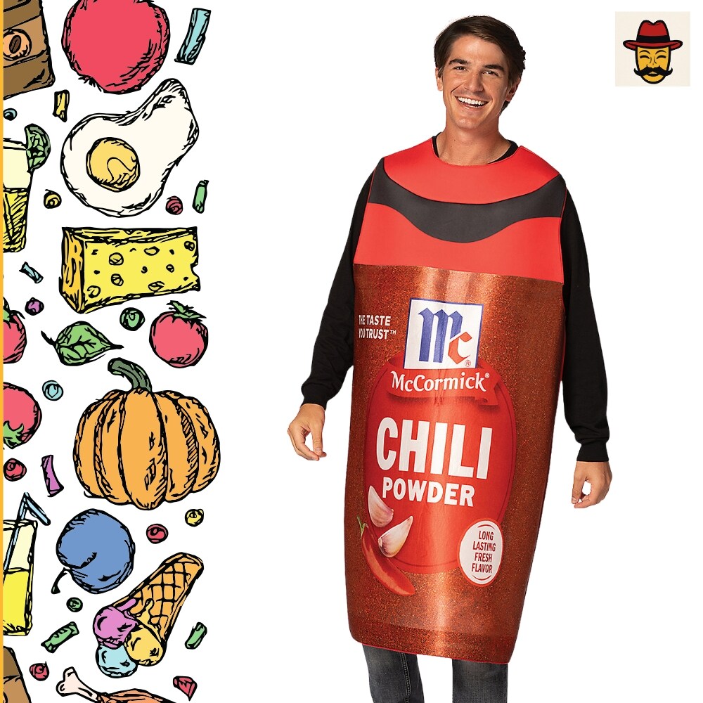 Adults McCormick Chili Powder Spice Costume Funny Food Bottle Look