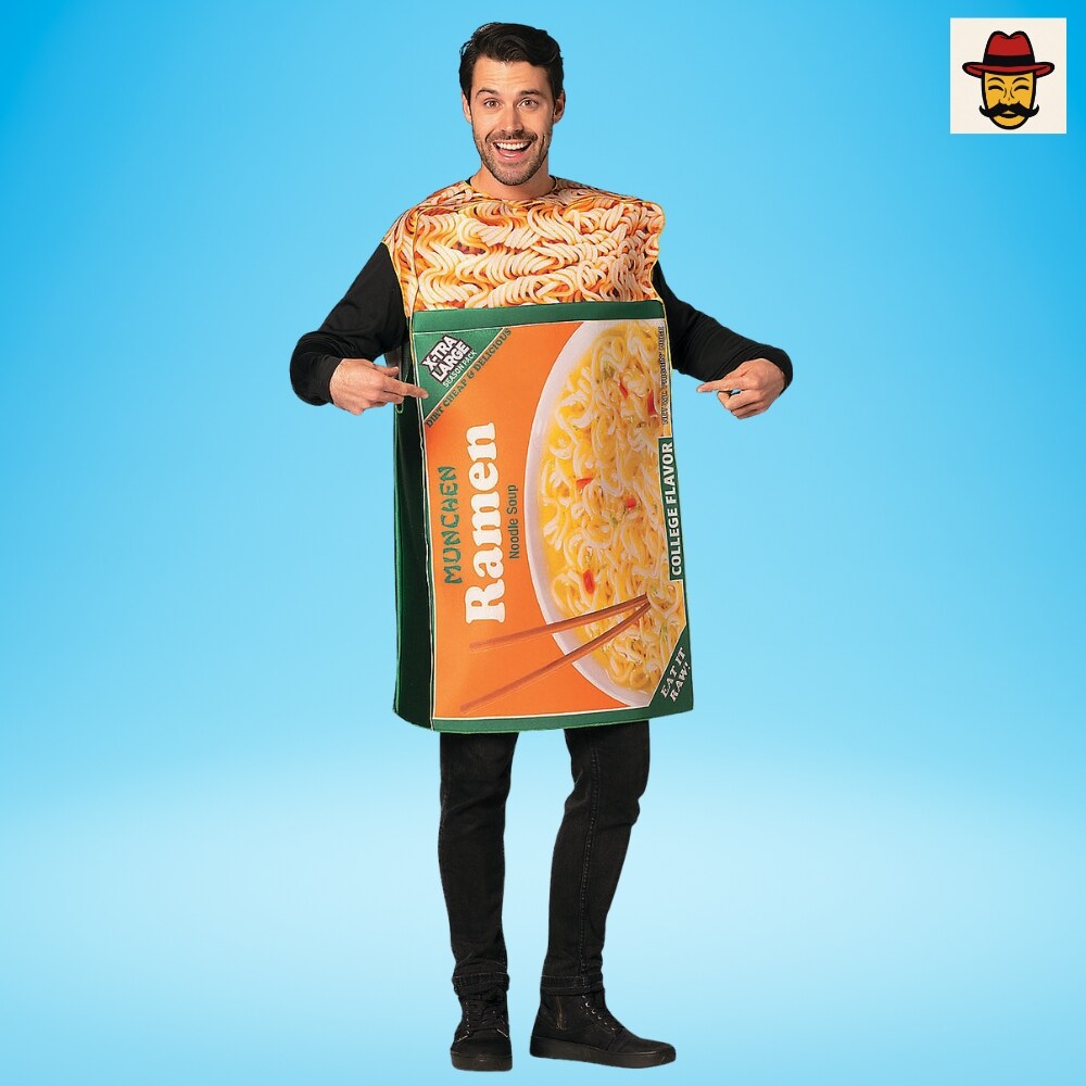 Adults Ramen Noodles Costume Funny Food Foam Tunic Photo Print Halloween Party Outfit