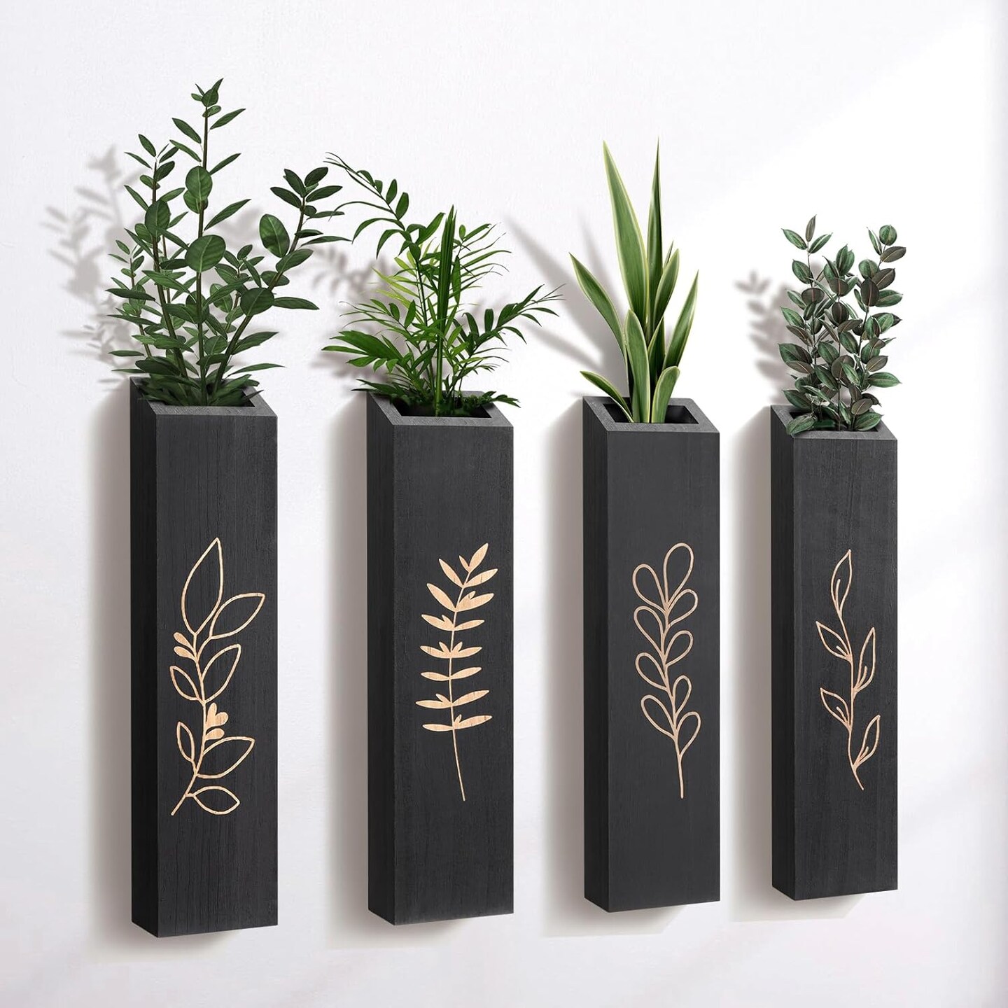 Wood Wall Planter Farmhouse Pocket Wall Vases for Indoor Greenery and Flowers