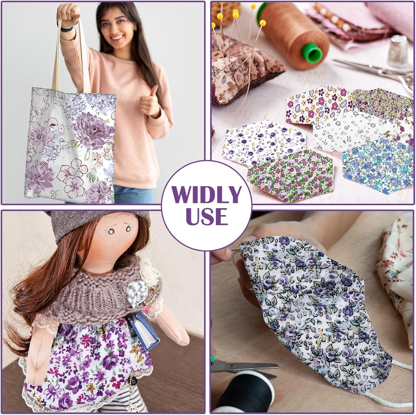 600 Pcs 4 x 4 Inch Cotton Fabric Square Precut Quilting