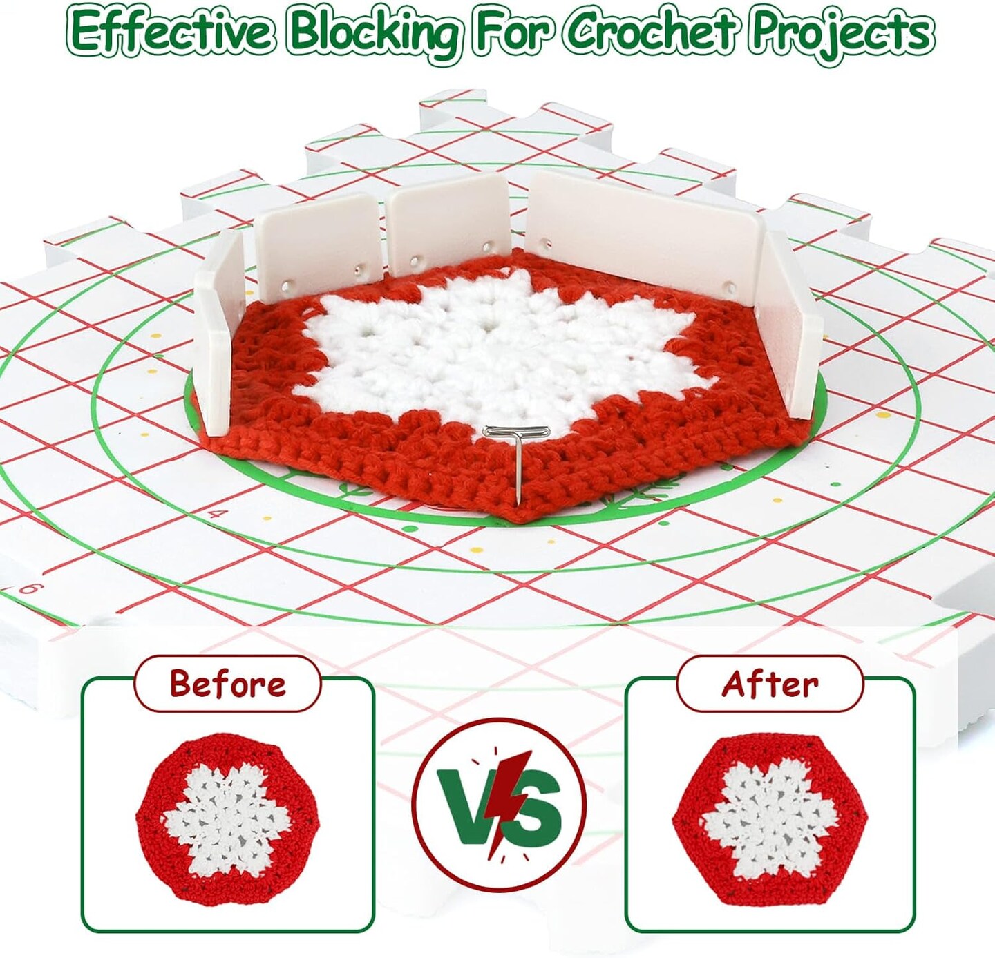Extra Thick Blocking Boards with Grids for Knitting