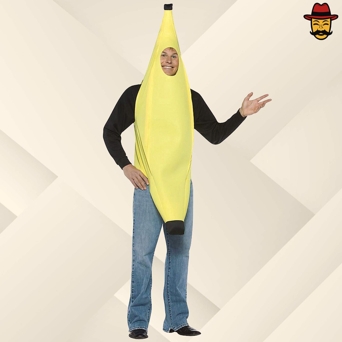 Adult Banana Over the Head Costume Funny Fruit Tunic One Size Halloween Party Outfit