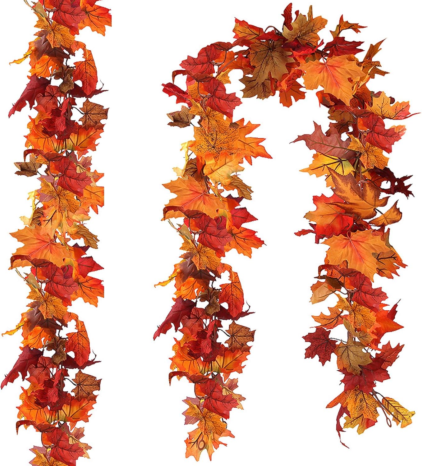 2 Pack Fall Leaf Garland, 5.9Ft Artificial Maple Leaf Garland Fall Leaves