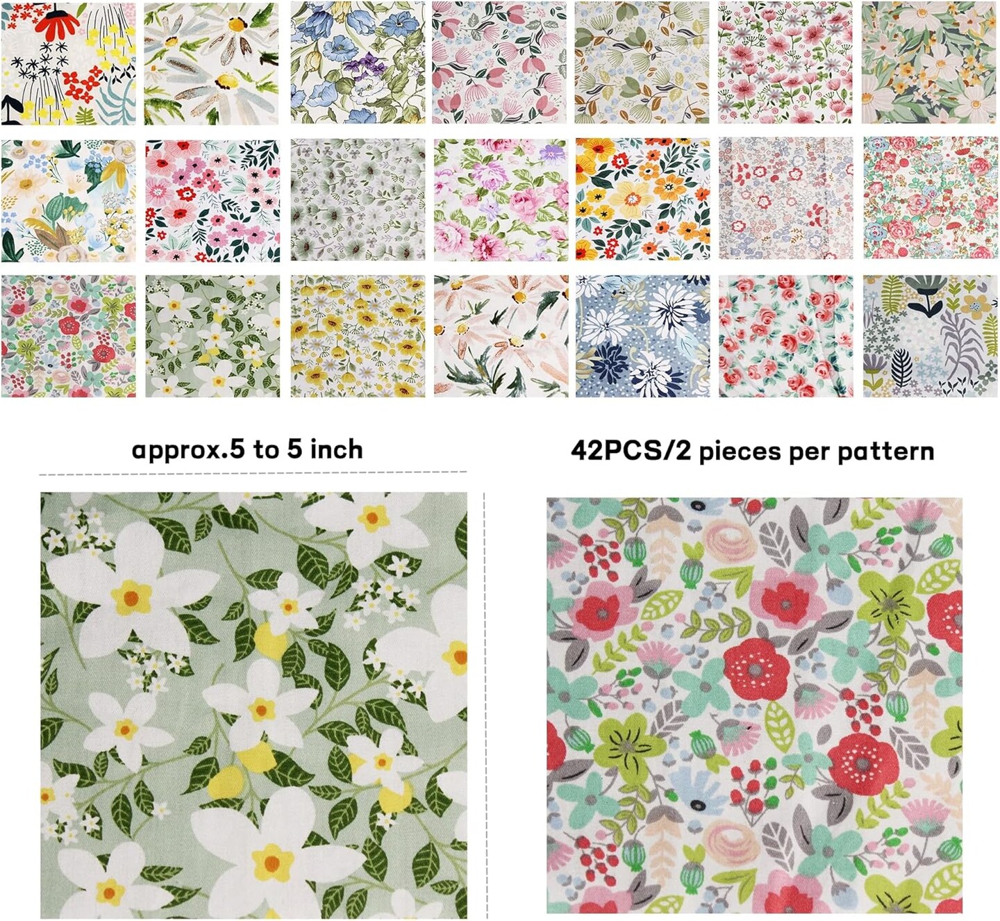 Charm Packs Fabric for Quilting 42Pcs 5&#x27;&#x27; Precut Fabric Quilt Squares