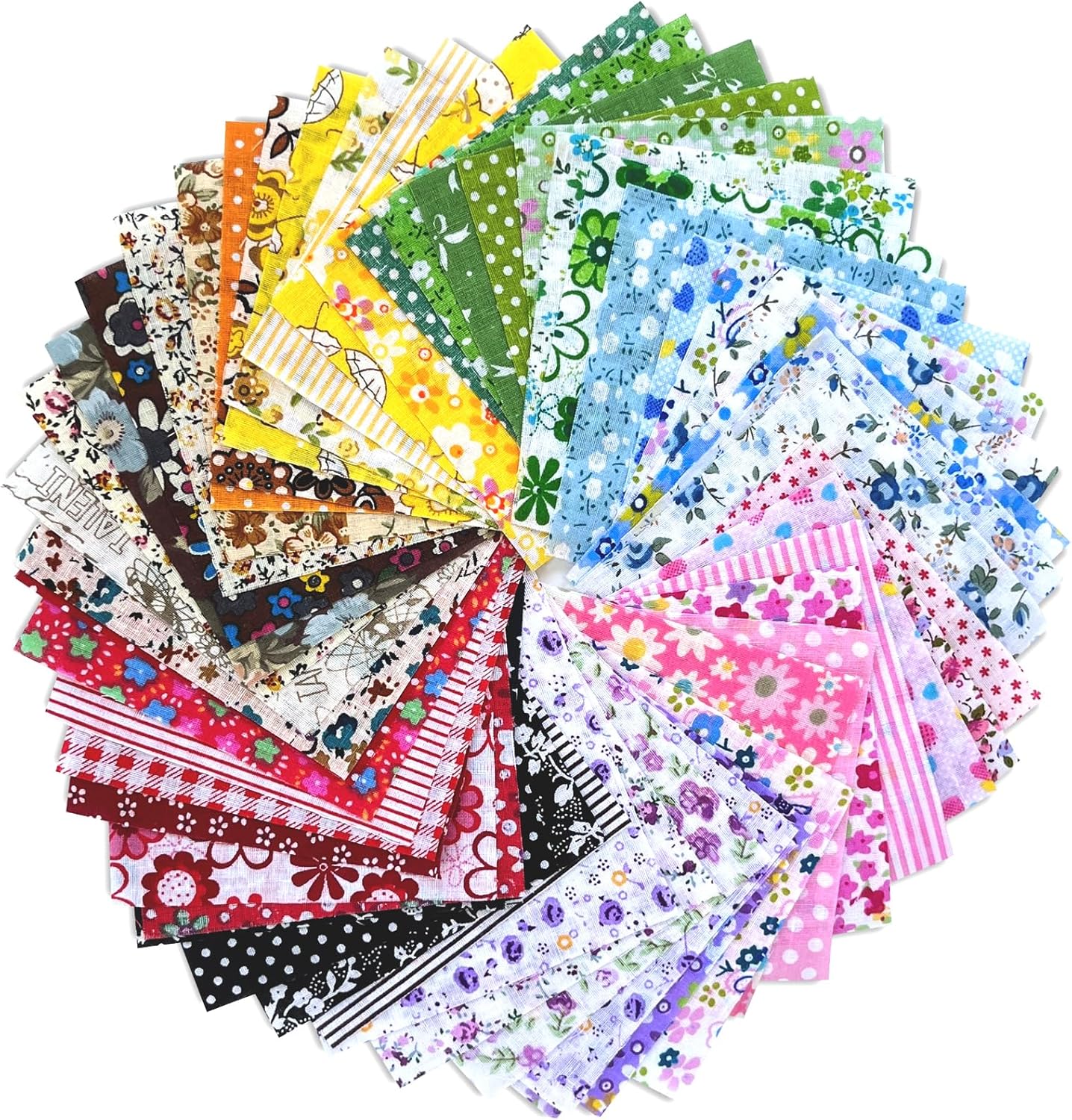 150 Pcs 4 x 4 Inch Cotton Craft Pre-Cut Fabric Bundle Squares