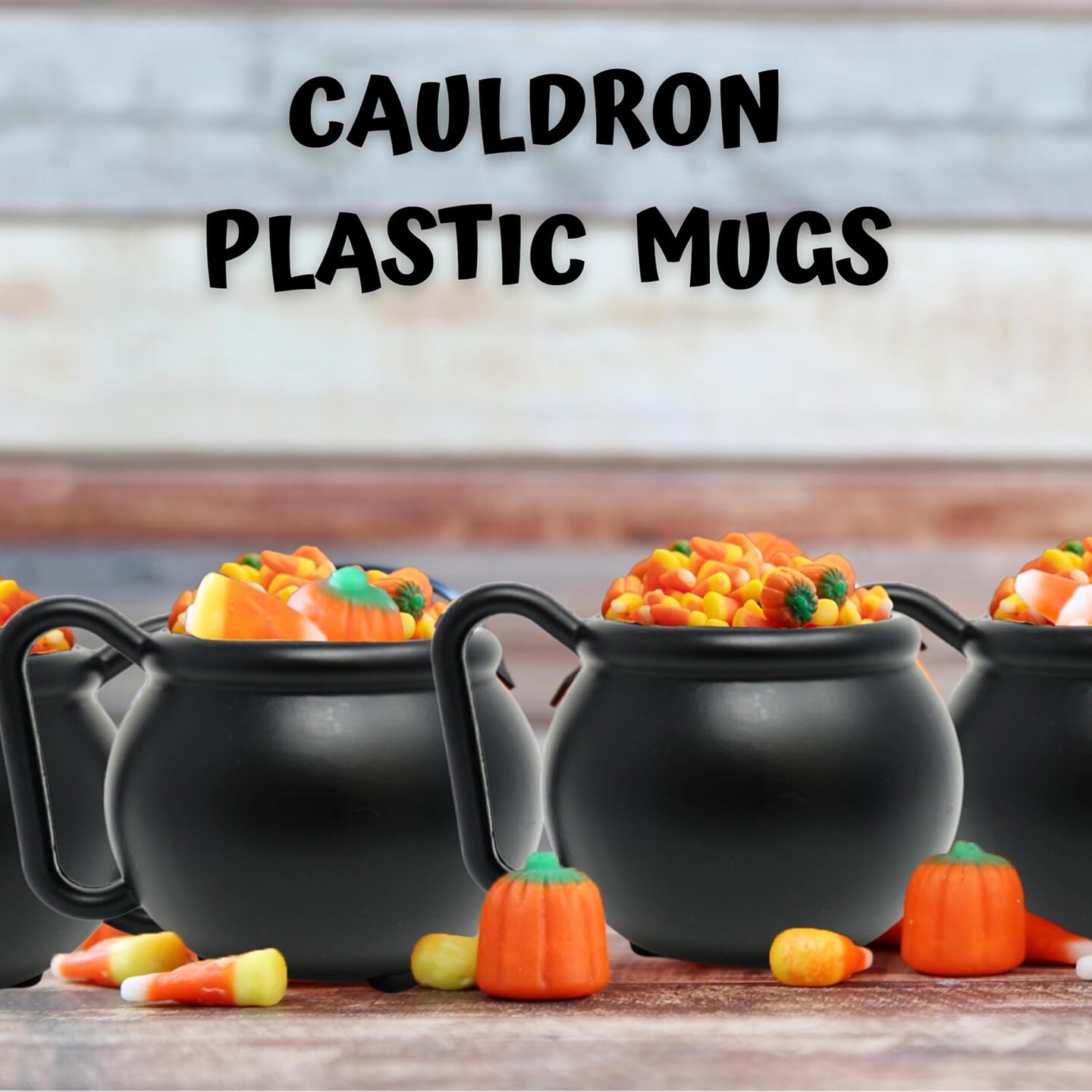 4E&#x27;s Novelty Black Kettle Mugs 12 Pack, 12oz Plastic Cauldron Cups, BPA-Free Witch Party Favors, Halloween Mugs, St. Patrick&#x2019;s Day Pots of Gold, Wizard Party Supplies, Candy Holders &#x26; Decorations