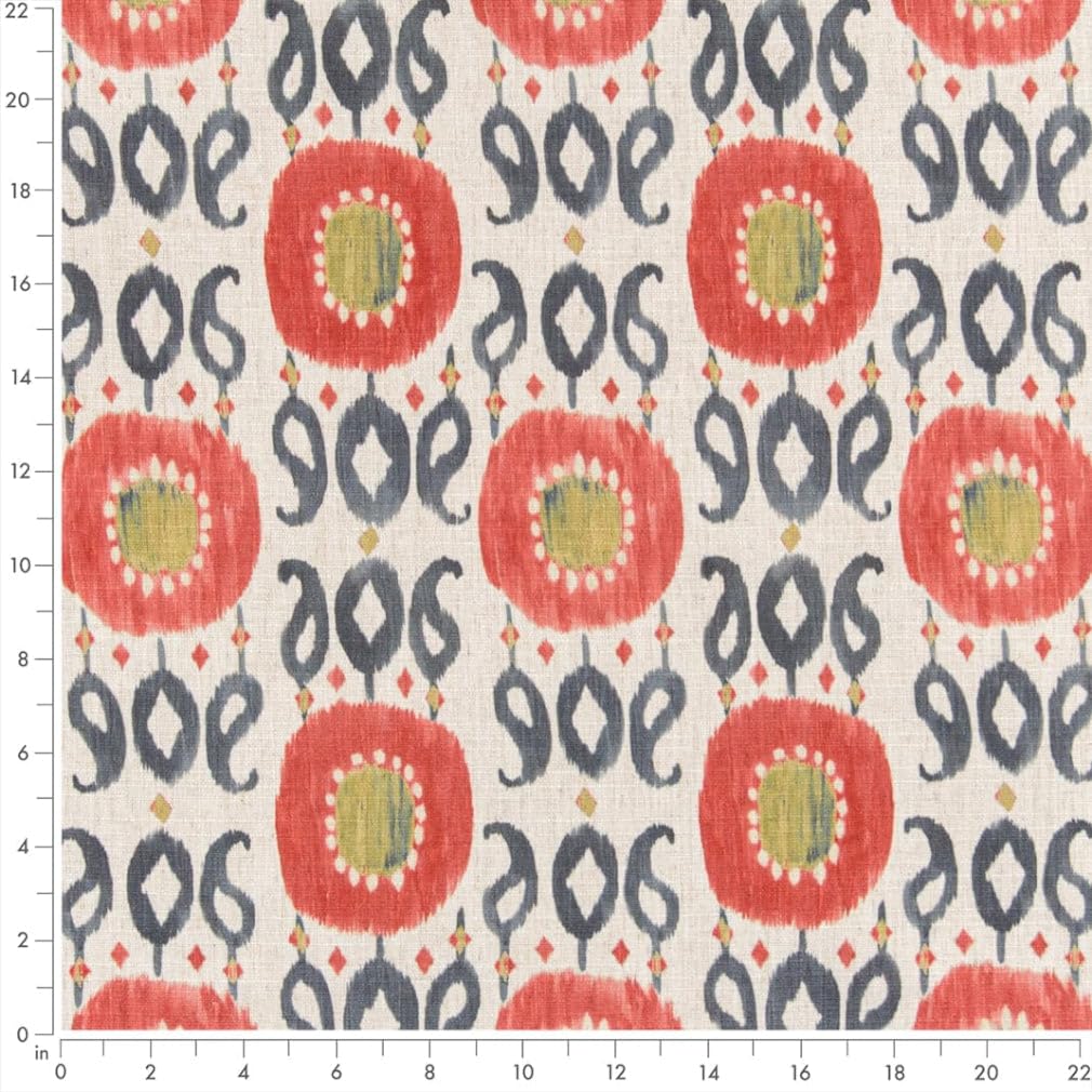 Pink Stain Resistant Performance Abstract Global Print Upholstery Fabric by The Yard - SKU: Elantra Watermelon