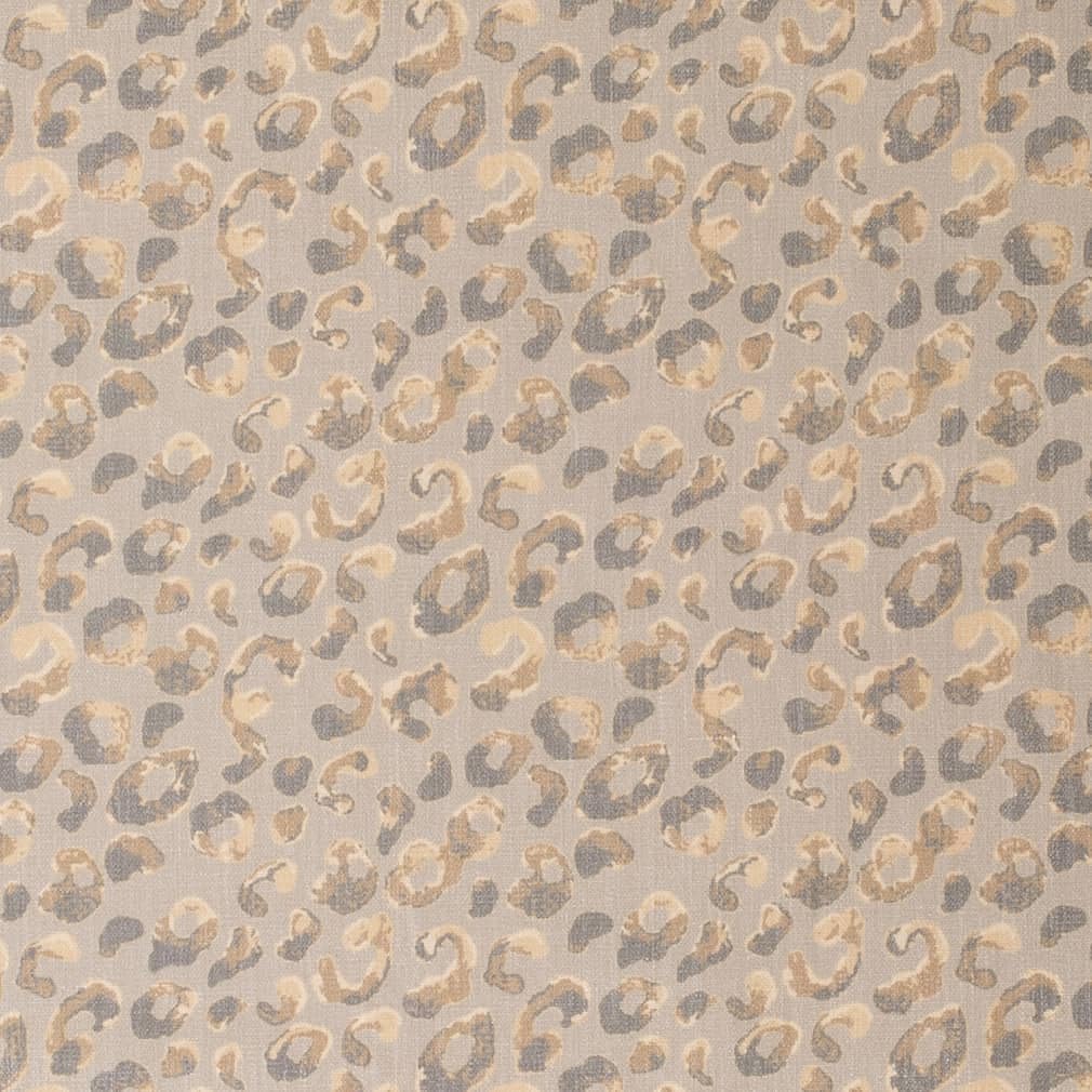Taupe & Brown Leopard Animal Print Linen Look Upholstery Fabric by The Yard - SKU: Petra Pebble