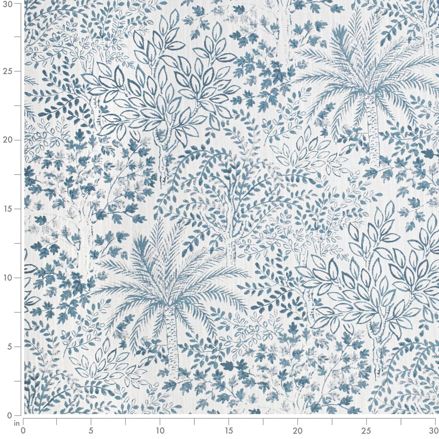 Aqua Teal Performance Grade Global-Inspired Toile Woven Pattern Upholstery Fabric by The Yard - SKU: Tien Ocean