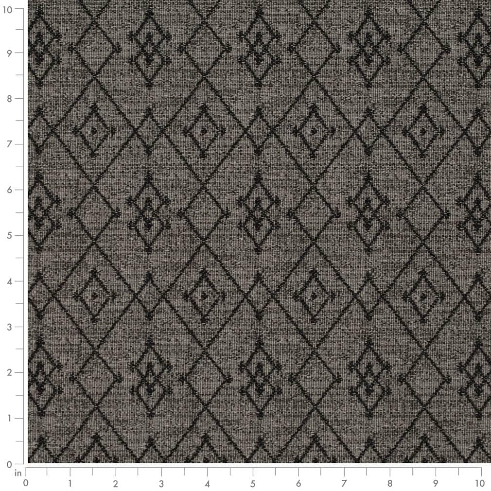 Black Made in America Diamond Global Geometric Woven Pattern Upholstery Fabric by The Yard - SKU: Benton Shadow
