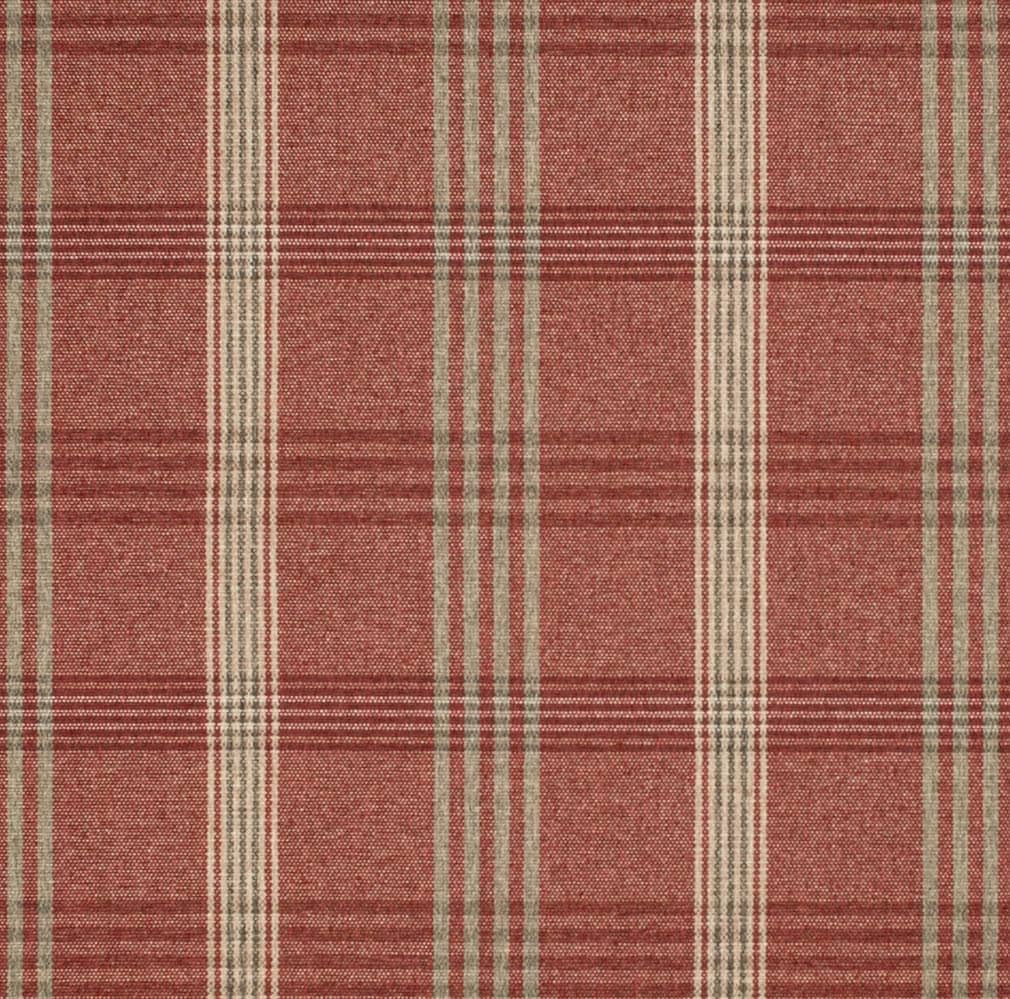 Red Stain Resistant Performance Pet Friendly Plaid Woven Pattern Upholstery Fabric by The Yard - SKU: Kevin Brick