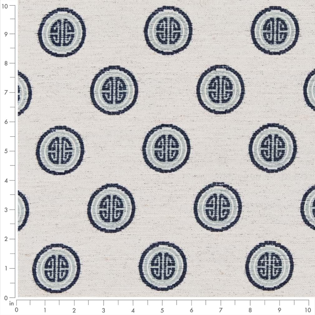 Aqua Blue Abstract Global Geometric Woven Pattern Upholstery Fabric by The Yard - SKU: Kobe Indigo