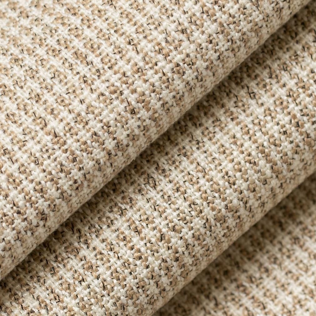 Natural Check Small Scale Houndstooth Check Textured Tweed Upholstery Fabric by The Yard - SKU: Leona Sand