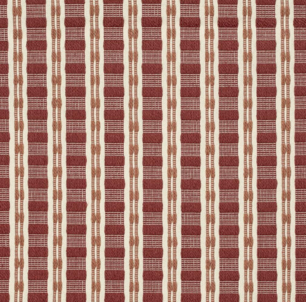 Red Made in America Stripe Woven Pattern Upholstery Fabric by The Yard - SKU: Clayton Pomegranate