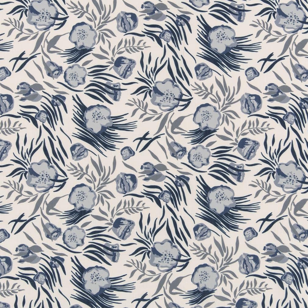 Blue Stain Resistant Performance Pet Friendly Print Upholstery Fabric by The Yard - SKU: Oxford Midnight