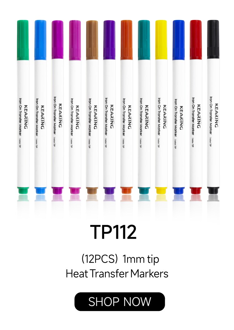 Iron-on DIY Sublimation Markers / Transfer Markers Assorted Tip Sizes, 12 Colors