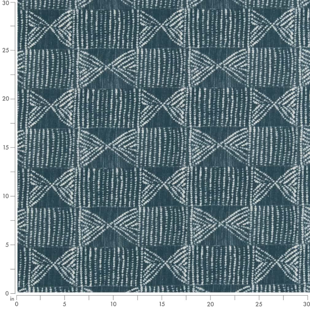 Aqua Stain Resistant Performance Pet Friendly Abstract Global Linen Look Print Upholstery Fabric by The Yard - SKU: Rover Lagoon