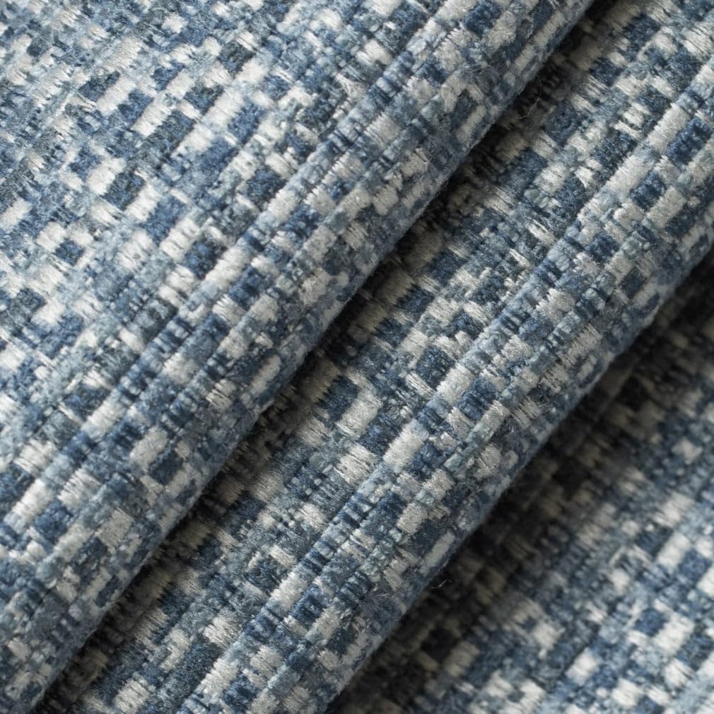 Blue Textured Tweed Upholstery Fabric by The Yard - SKU: Oakley Denim