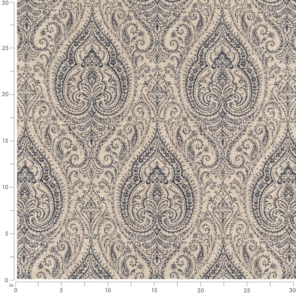 Blue Damask Woven Pattern Upholstery Fabric by The Yard - SKU: Winfield Prussian Blue