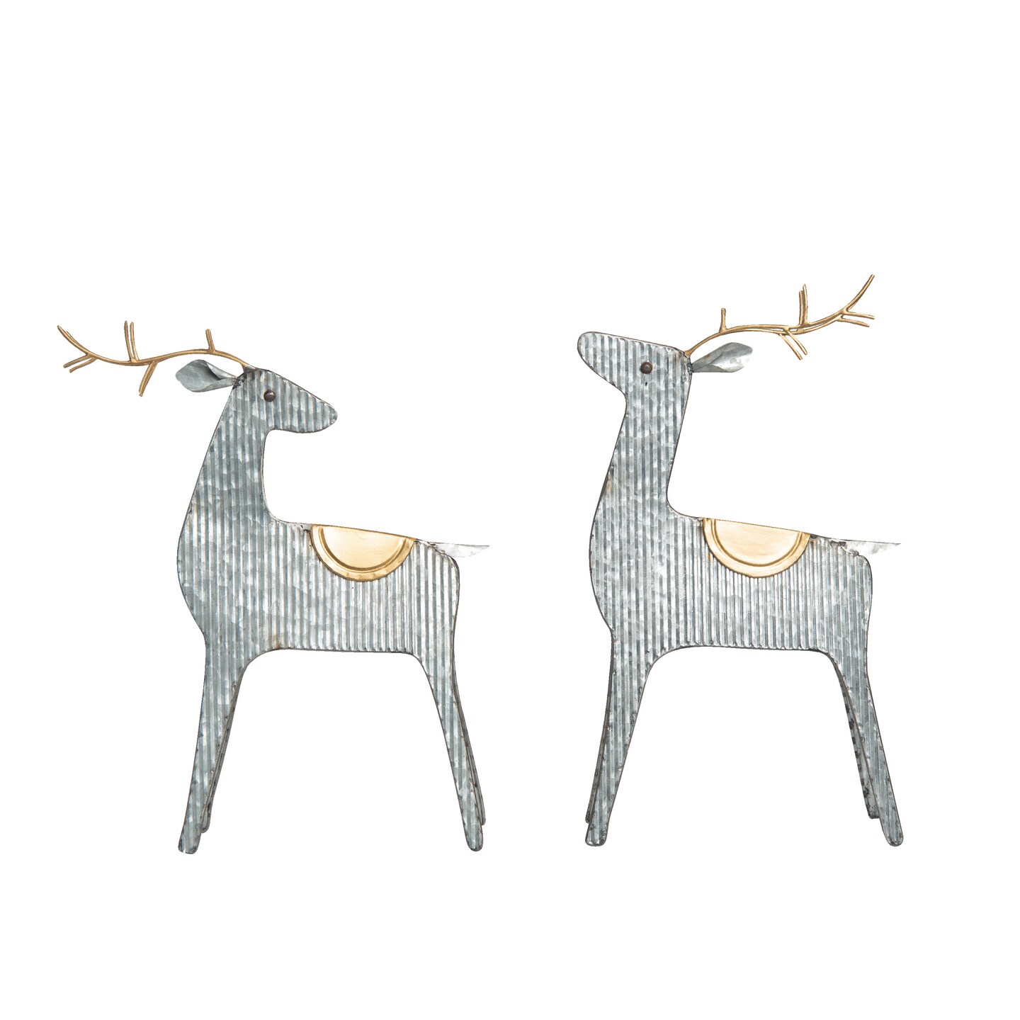 Metal Corrugated Reindeer Decor Set of Two Christmas Decor