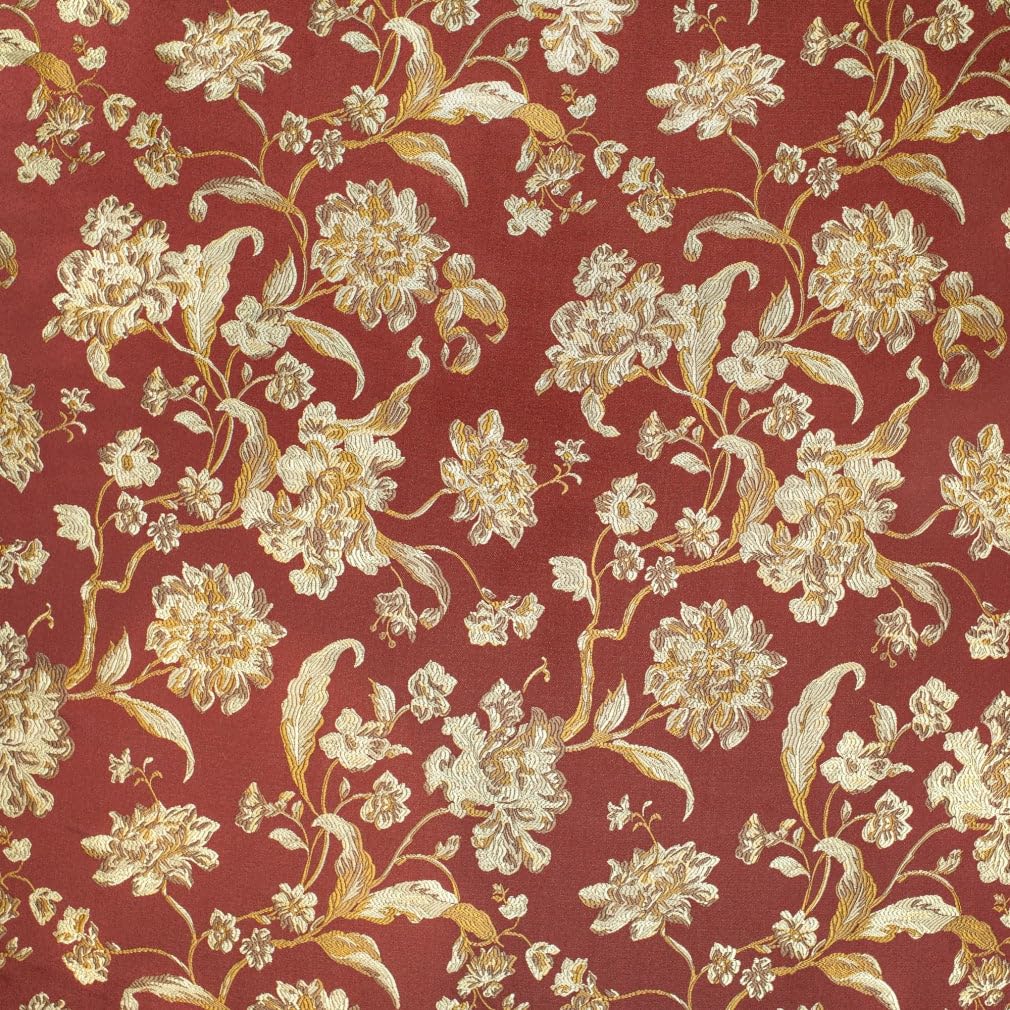 Red Floral Woven Pattern Upholstery Fabric by The Yard - SKU: Devin Currant