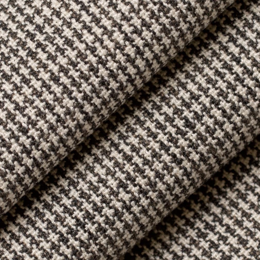 Brown Check Small Scale Houndstooth Check Textured Tweed Upholstery Fabric by The Yard - SKU: Leona Walnut