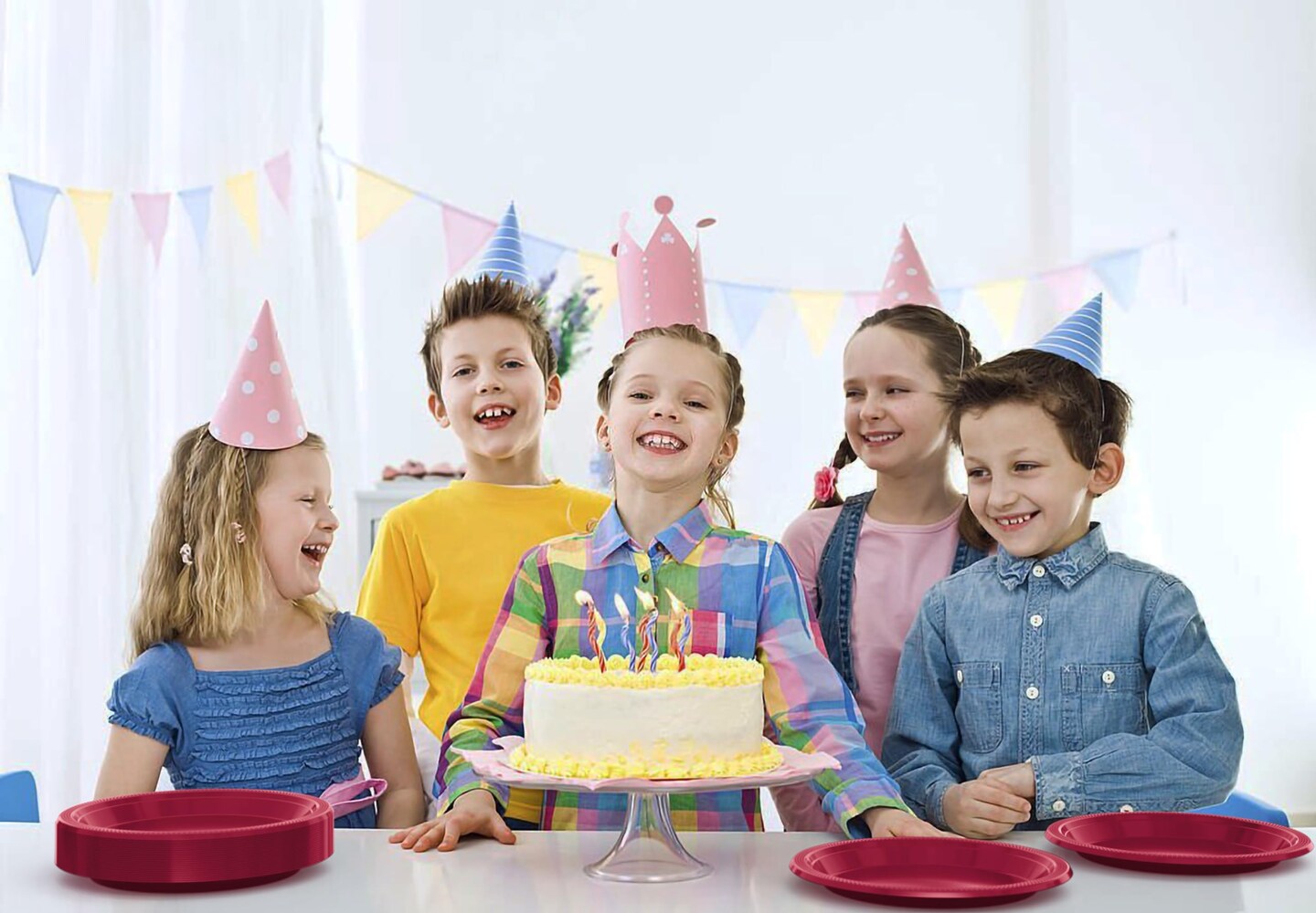 Party Solids Plastic Plates For Party Disposable Plates Heavy Duty Supplies 100 Pcs Plastic Dinnerware Sets Heavy Duty 350 GSM Disposable Dinnerware Set by Exquisite