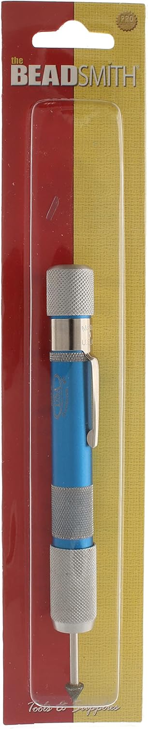 The Beadsmith Deluxe Diamond Coated Bead Reamer w/ 3 Interchangeable Tips & Aluminum Storage Handle, for Opening & Enlarging Holes & Smoothing Edges