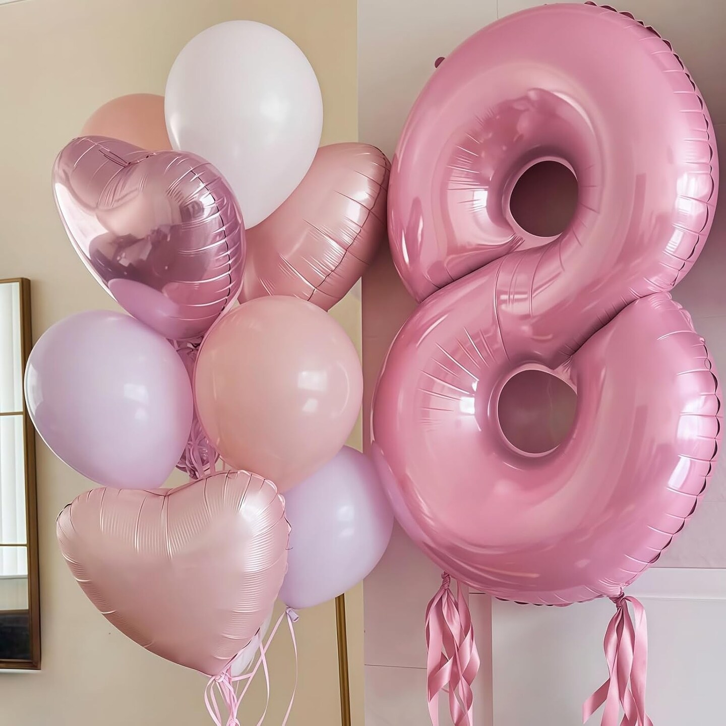 Pastel Pink 10 Balloon Number,40 Inch Light Pink 10 Balloons Large