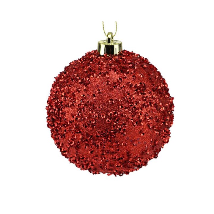 Red Glitter Christmas Ornament | 120MM Sequin Shatterproof Ball-XY881624