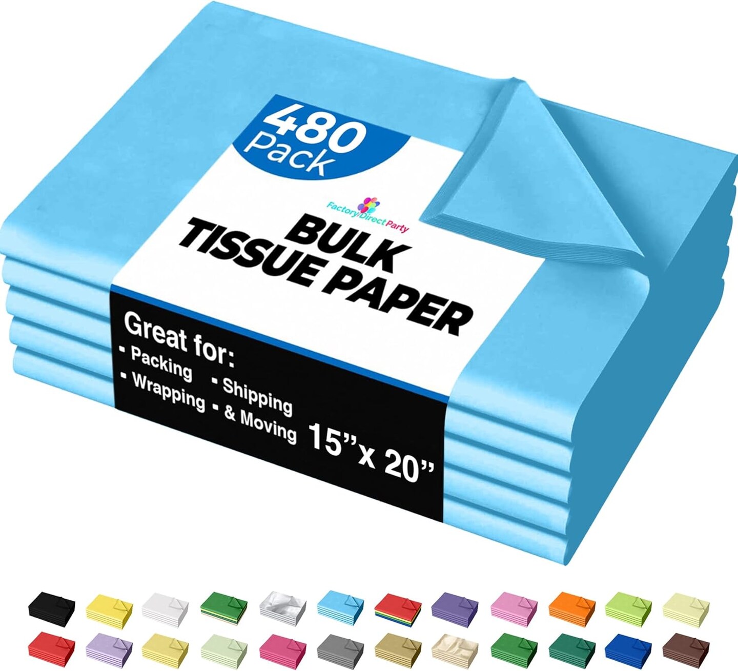 Tissue Paper for Gift Bags - 15" x 20" Bulk Tissue Paper Dark Blue 480 Sheets - 10lb Newsprint for Packing, Birthday Gift Box Filler, Packing Supplies for Moving Supplies