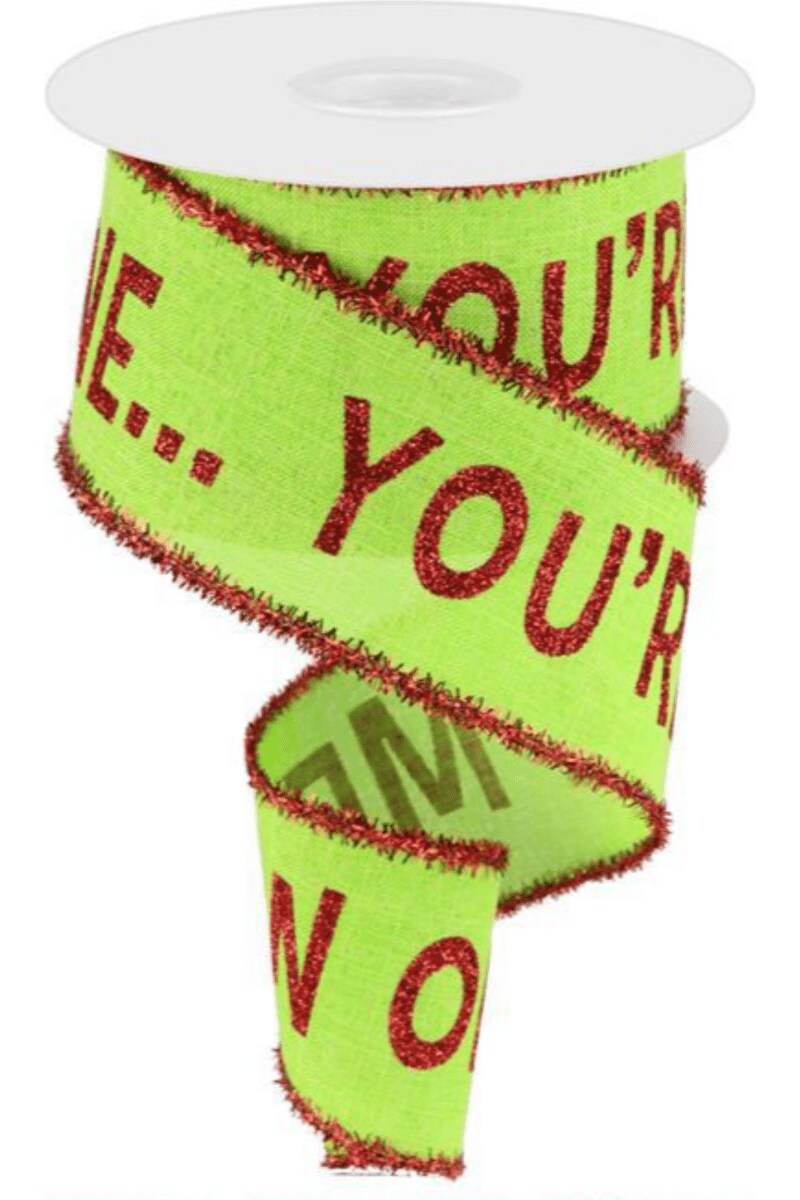2.5&#x22; Your A Mean One Royal Tinsel Ribbon: Lime Green (10 Yards)